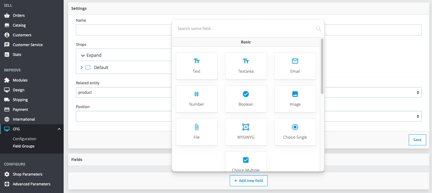 CustomFieldGroups - Backoffice Activation