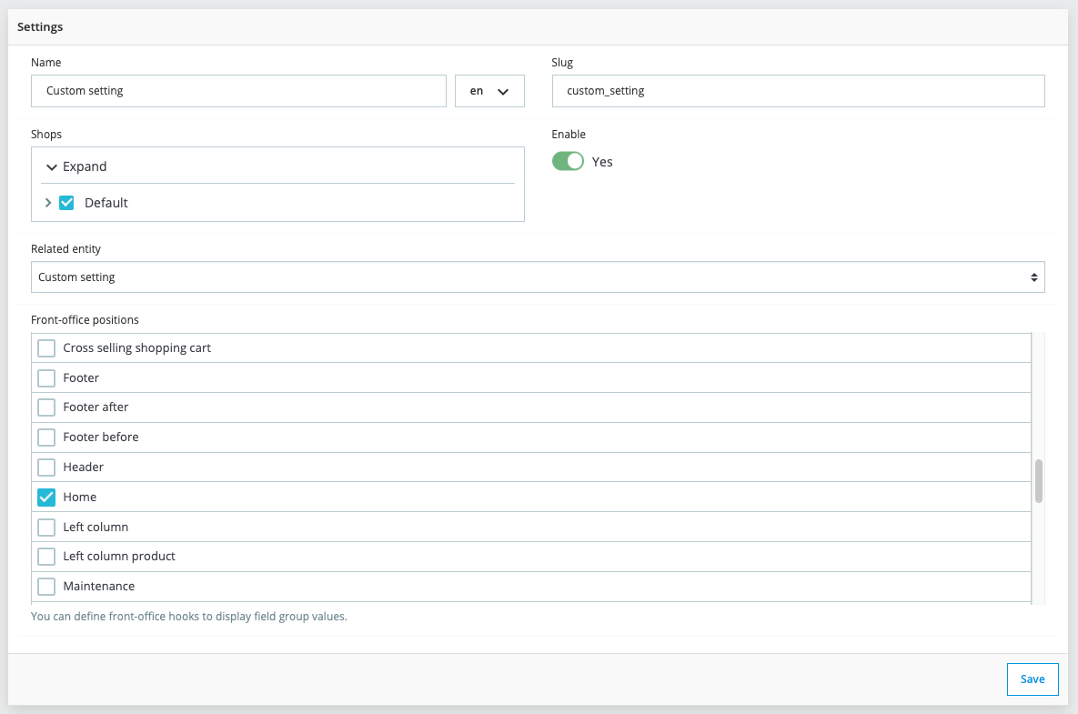 Field group settings